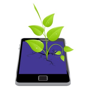 Smartphone with plant