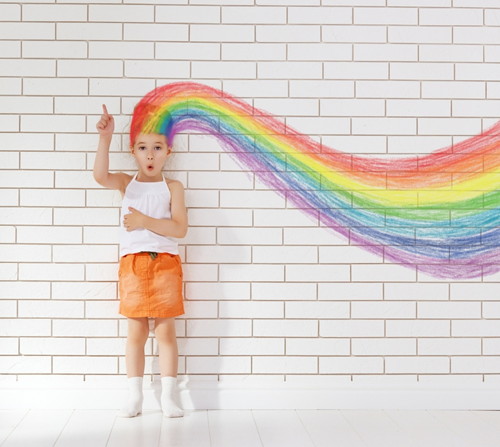 Girl with rainbow hair